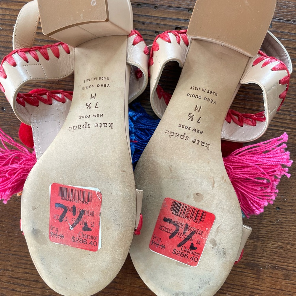 Kate Spade Cream and Red Sandals with Ankle Strap Size 7.5 - Picture 6 of 6